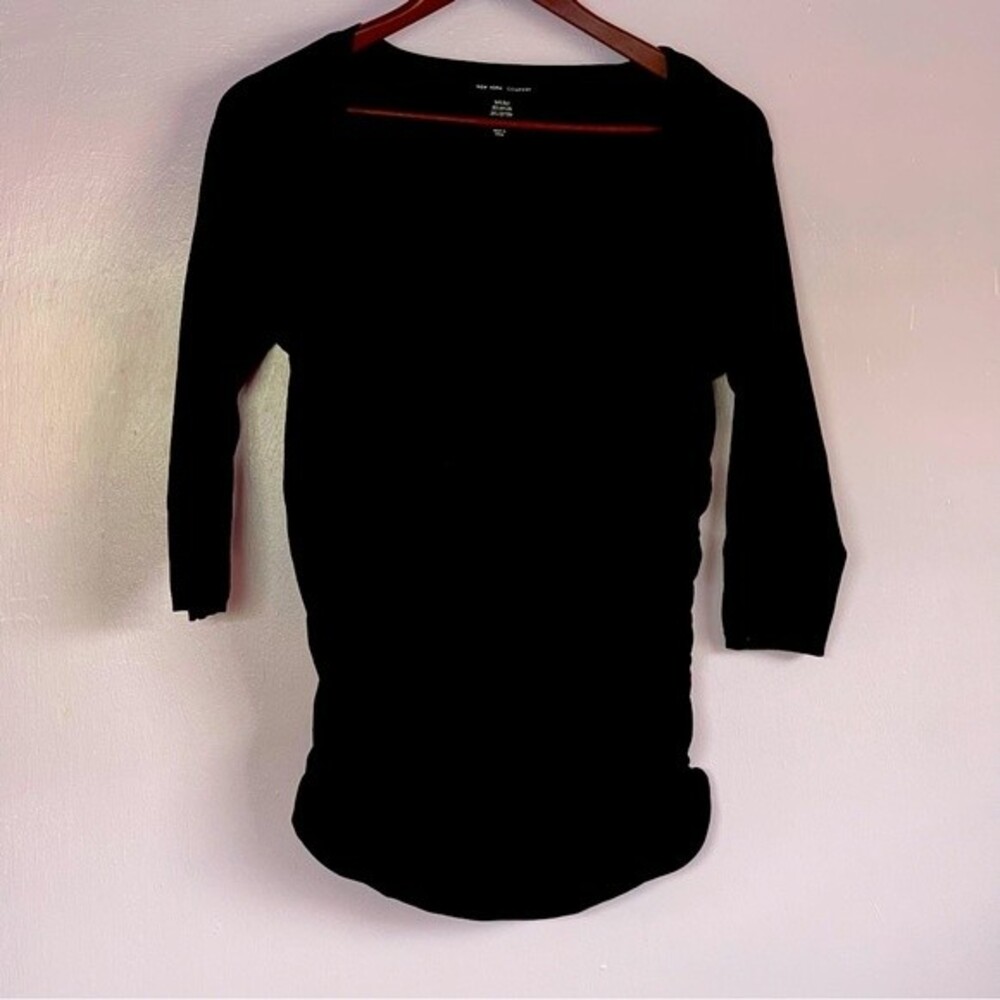 New York & Co Women’s 3/4 sleeve Square Neck Sweater Sz M Black